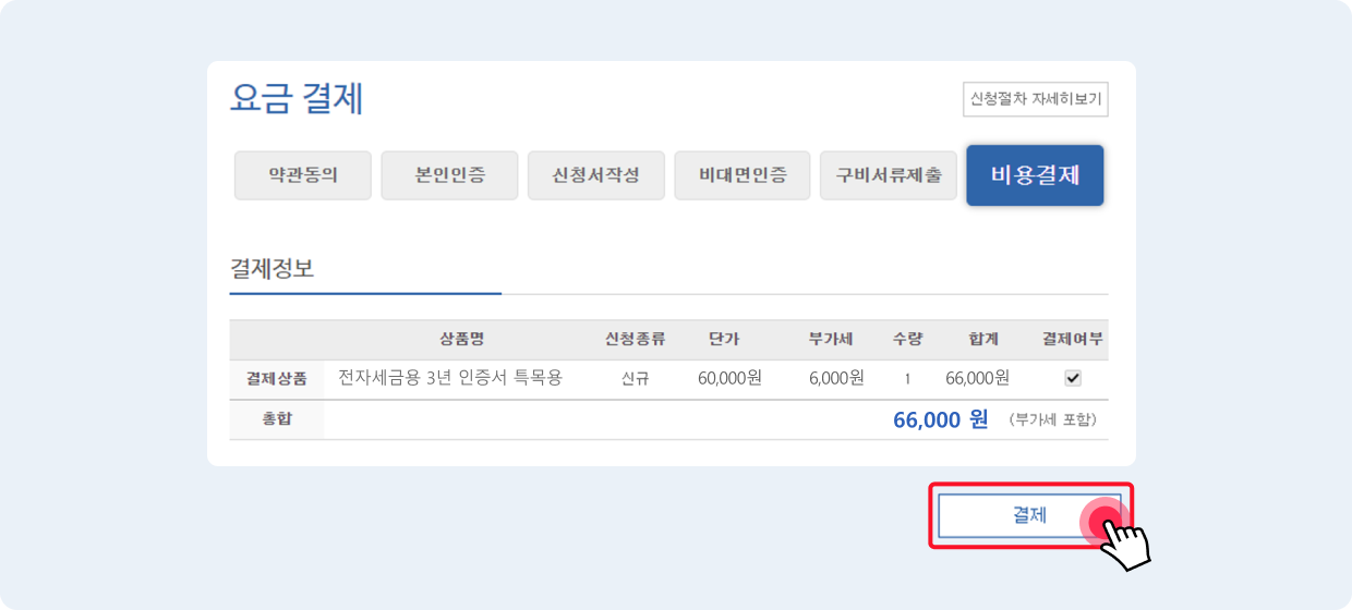 인증 비용을 결제